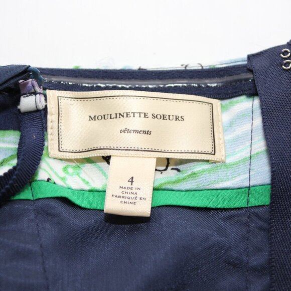Moulinette Souers Womens Donau Convertible Strap Cotton Blue Green Dress Size 4 - Picture 3 of 10